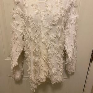 White sweater with threaded detail by David Brett